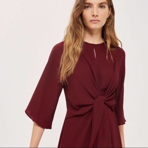 Topshop Rare Oxblood Front Knot Minidress